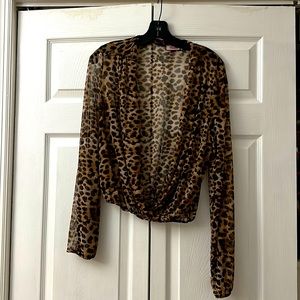Animal print mesh blouse